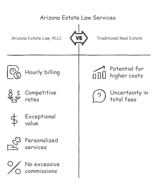 Comparison of estate law services benefits.